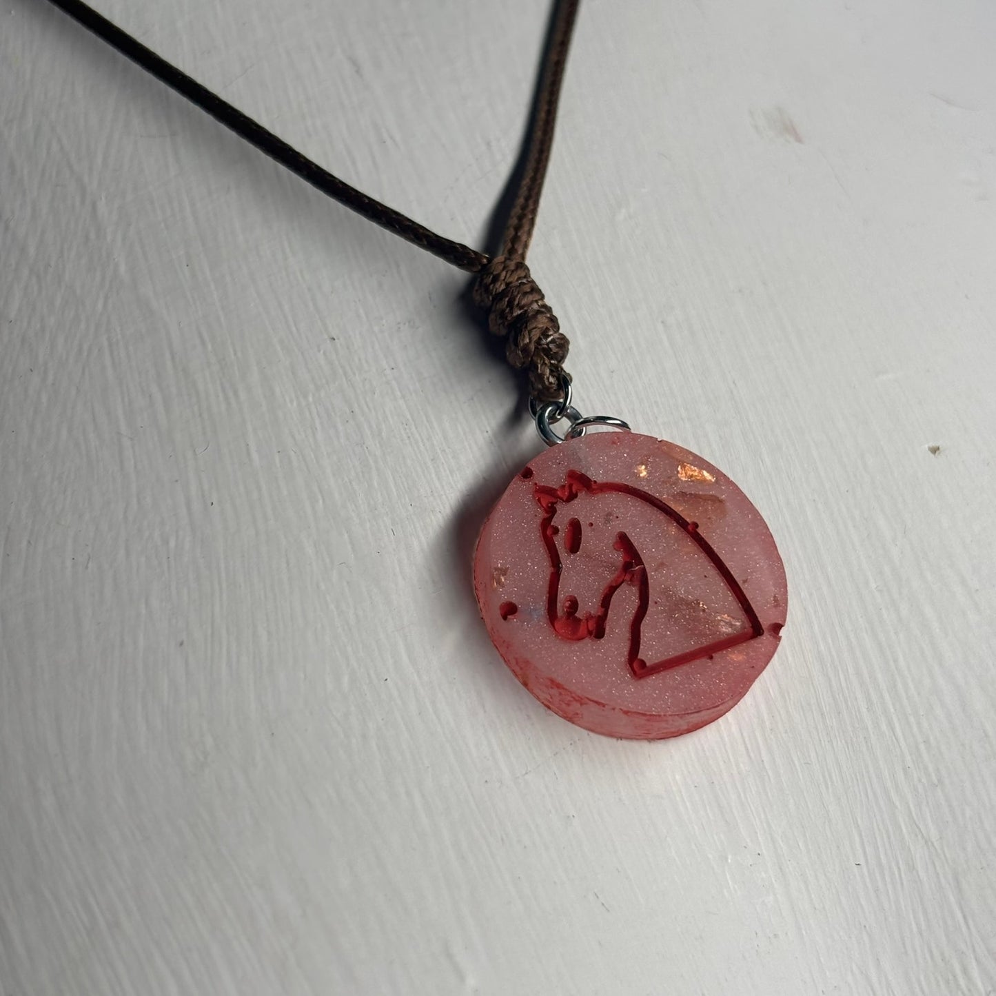 Crystal Red Knight - Handmade Resin Chess Necklace