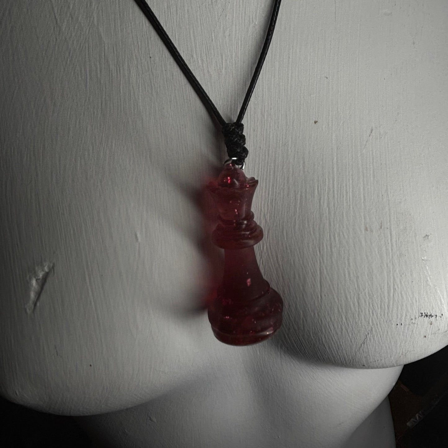 Dark Crystal Red Queen - Handmade Resin Chess Necklace