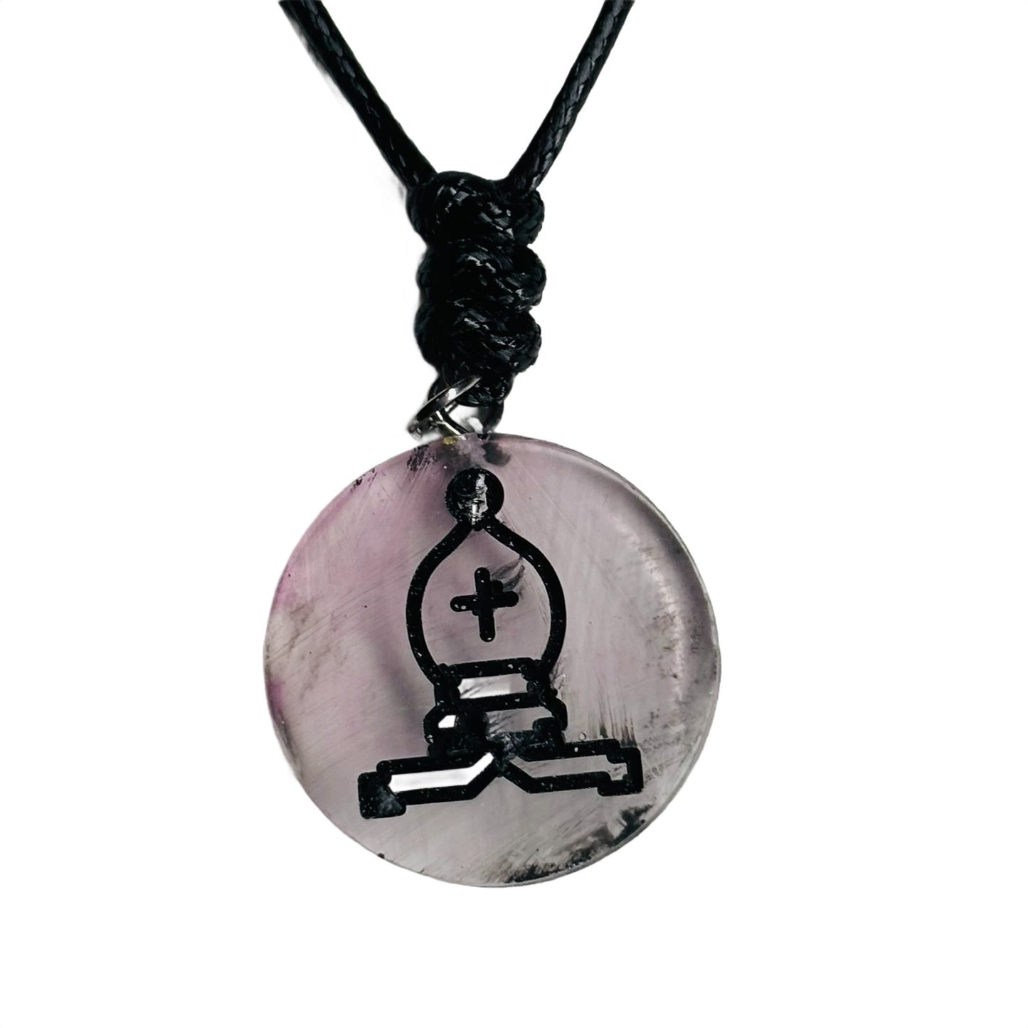 Translucent Bishop - Handmade Resin Chess Necklace - Flat Edition