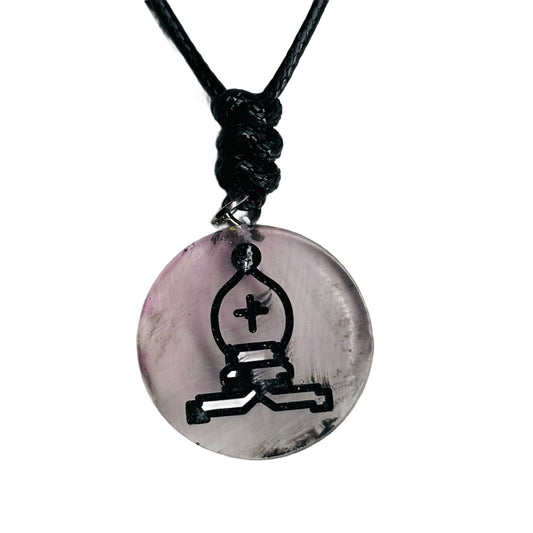 Translucent Bishop - Handmade Resin Chess Necklace - Flat Edition