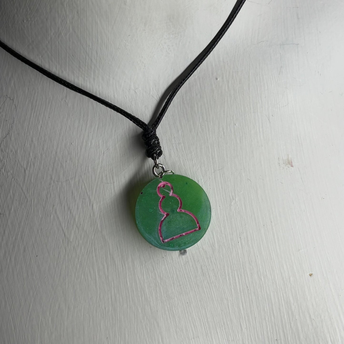 Mint Green Pawn - Handmade Resin Chess Necklace