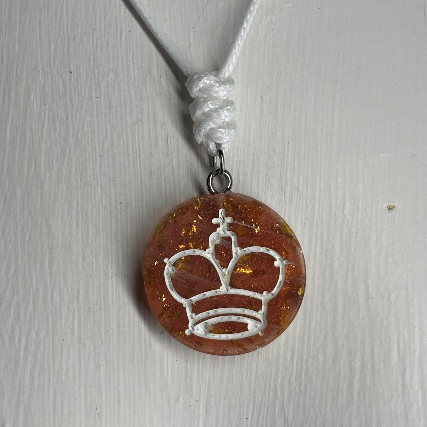 Amber King - Handmade Resin Chess Necklace