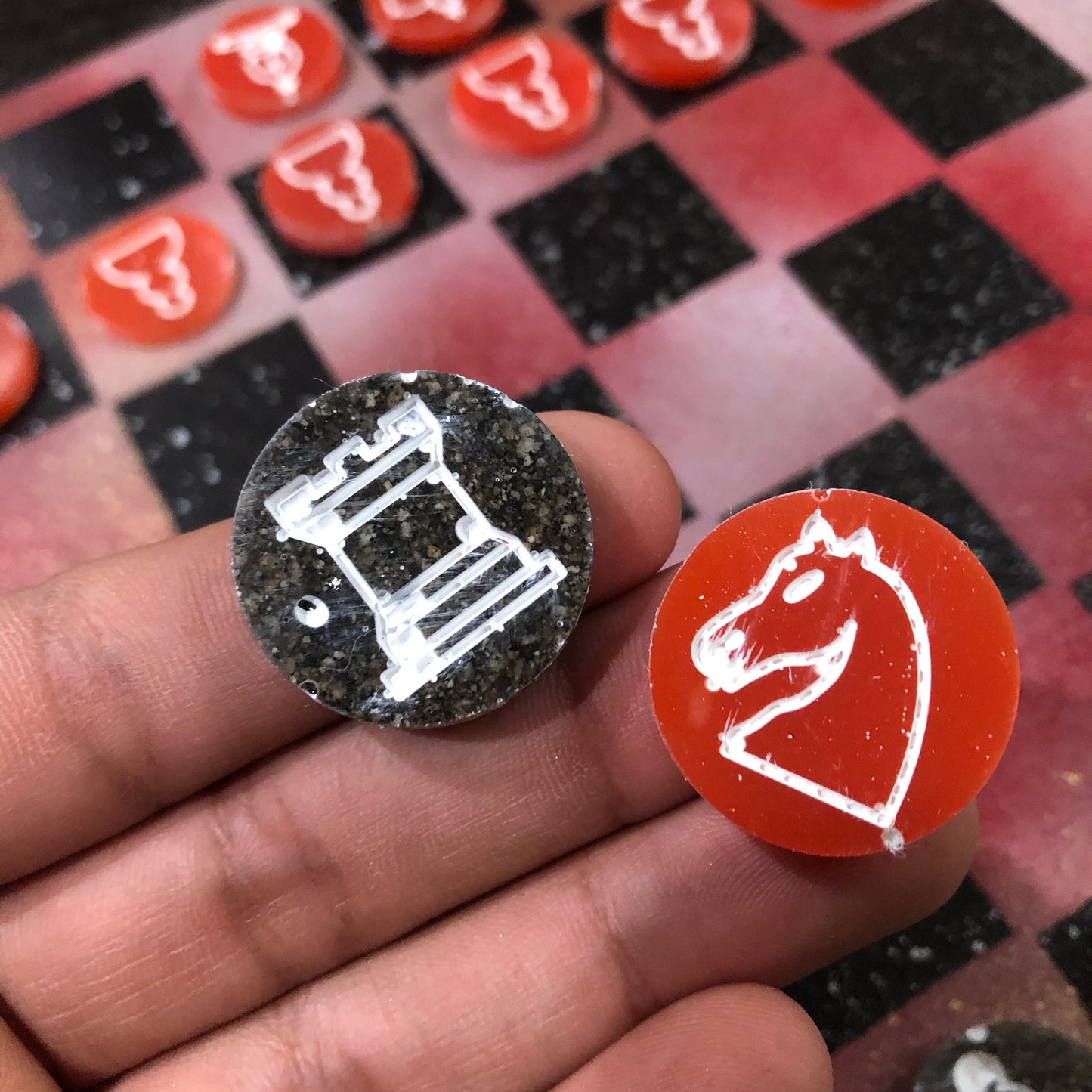 Hue Red - Painted Chess Set