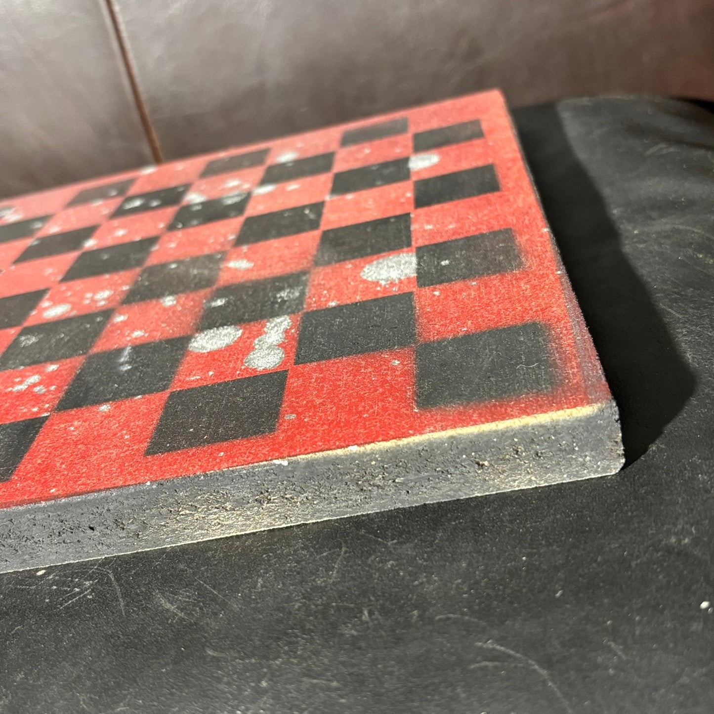 Red Splash - Painted Chess Board