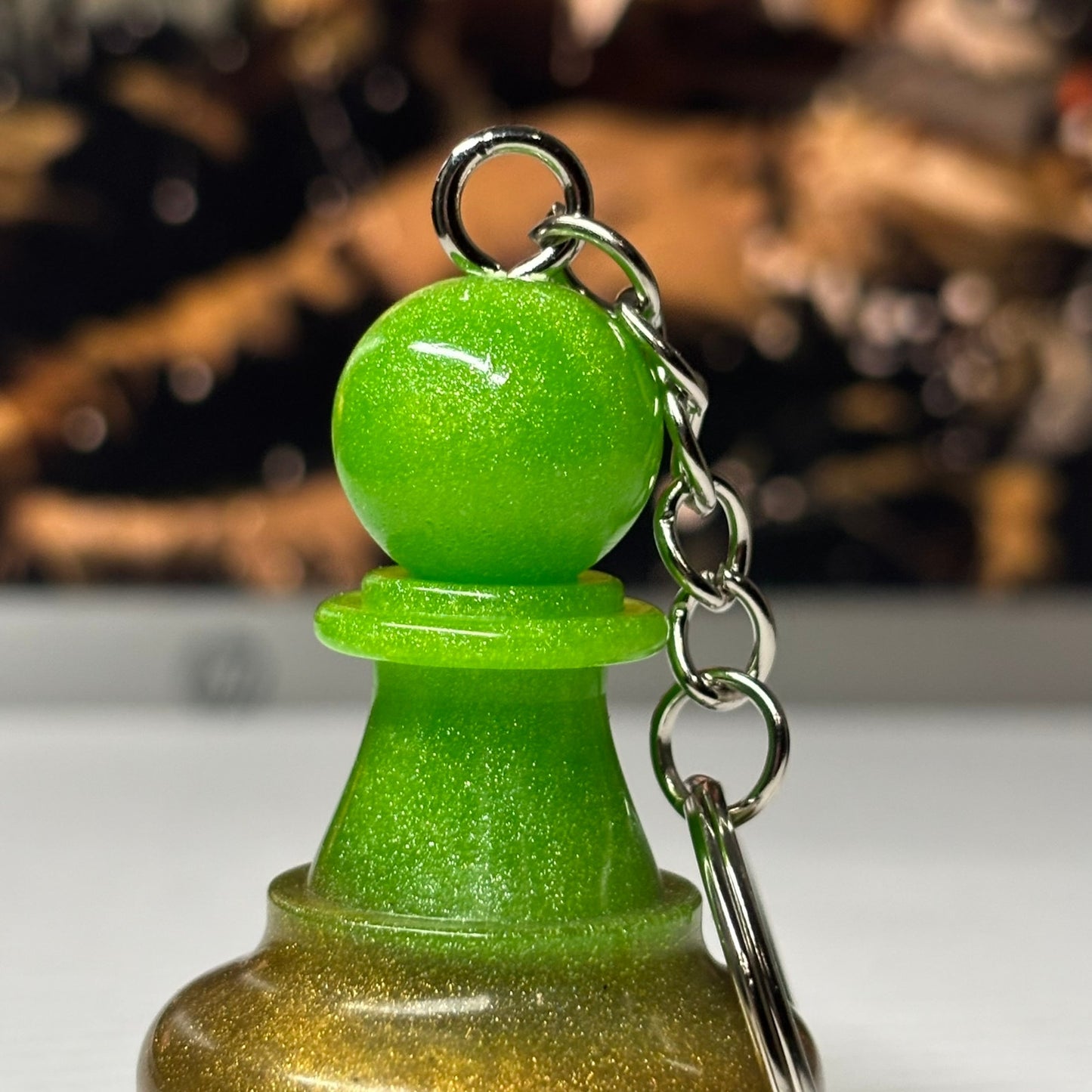 Half Colored Pawn - Handmade Resin Keychain - Large Edition