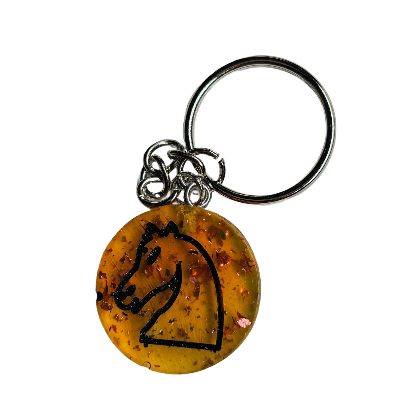 Transparent Amber Knight - Handmade Resin Keychain