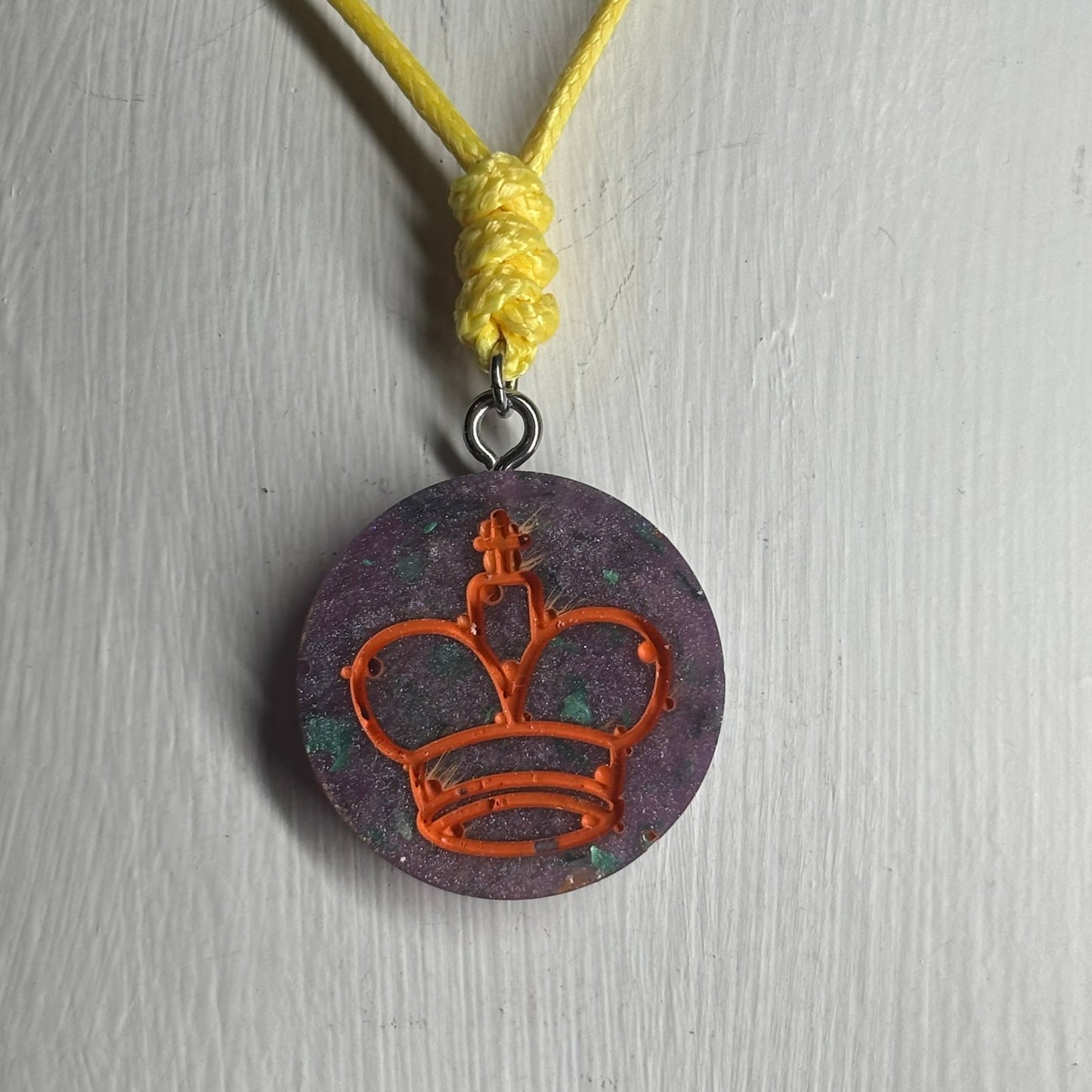 Purple Spaz King - Handmade Resin Chess Necklace
