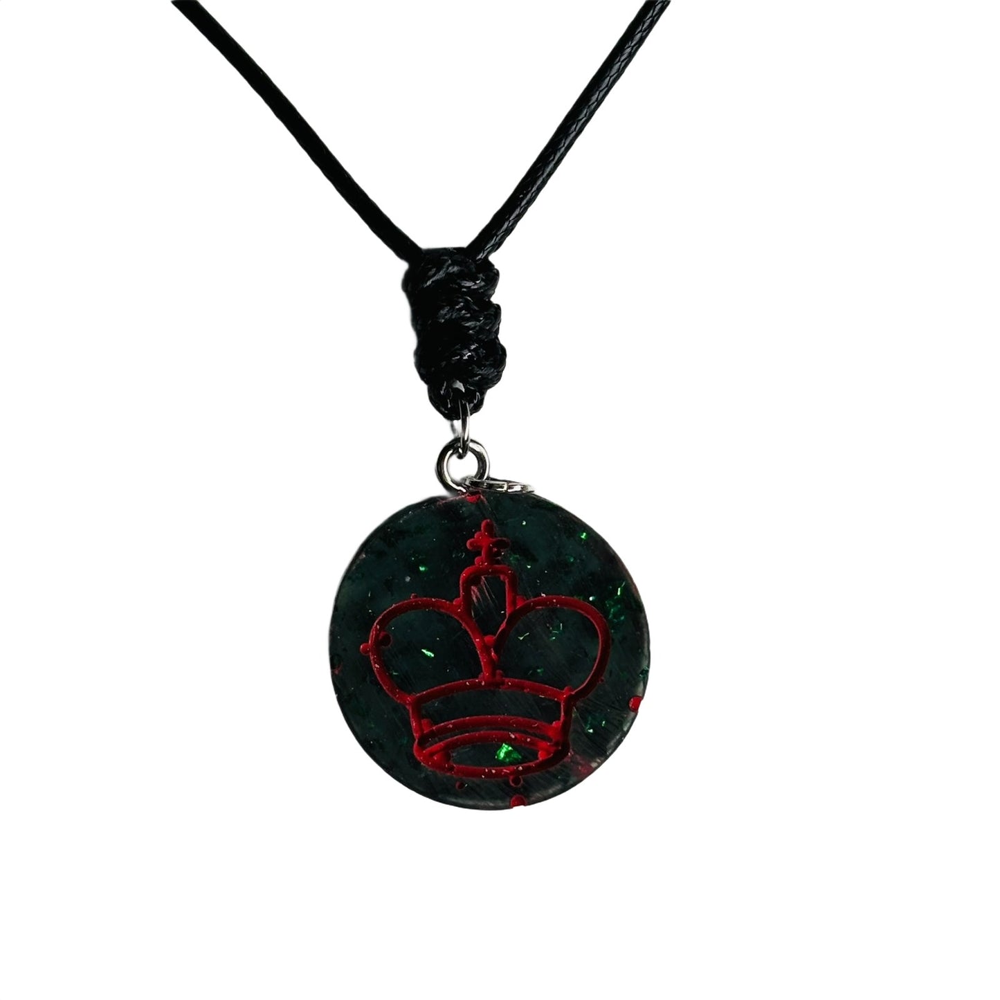 Forest Green King - Handmade Resin Chess Necklace
