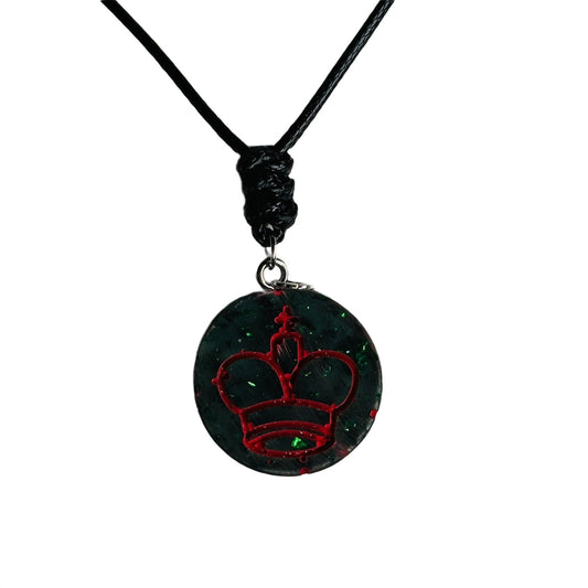 Forest Green King - Handmade Resin Chess Necklace