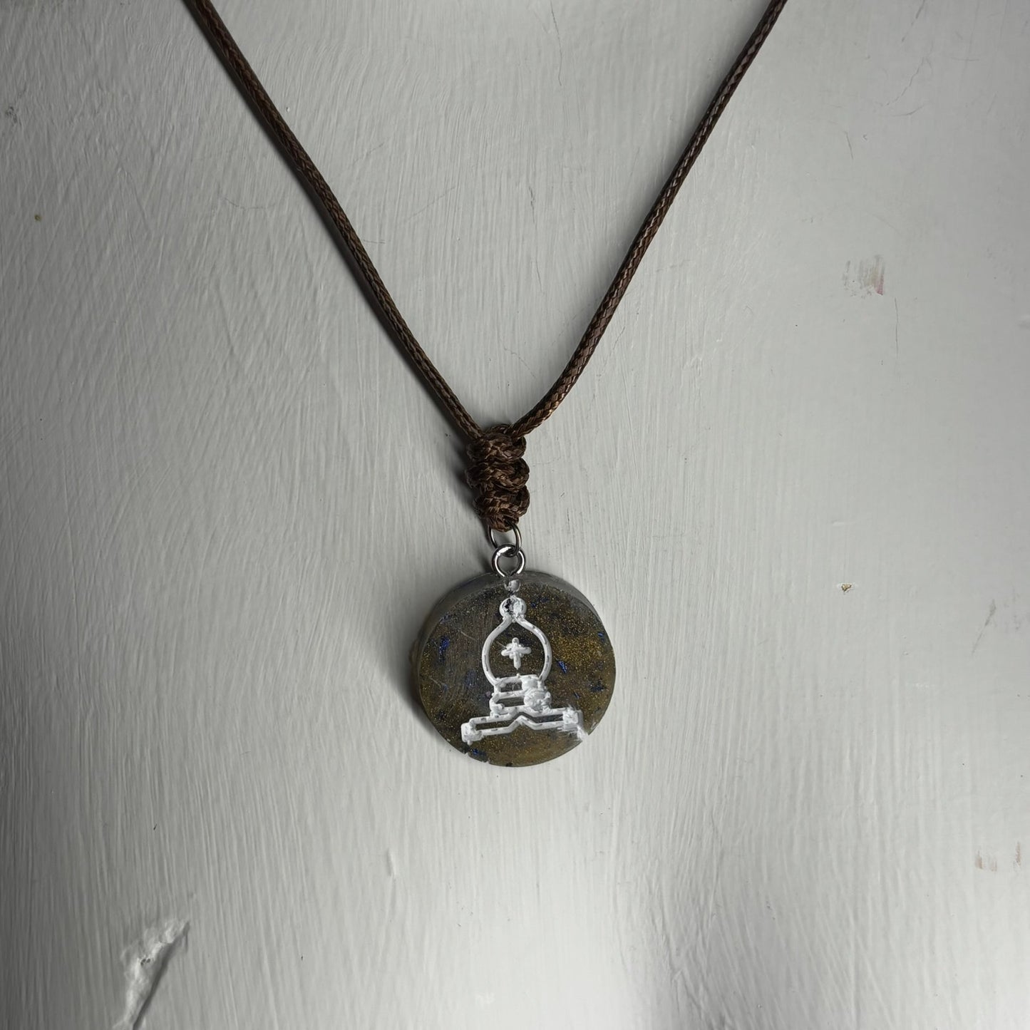 Royal Brown Bishop - Handmade Resin Chess Necklace