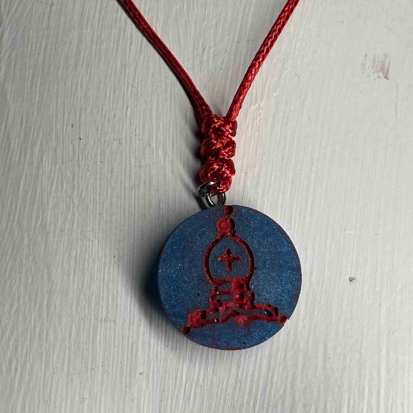 Deep Blue Bishop - Handmade Resin Chess Necklace