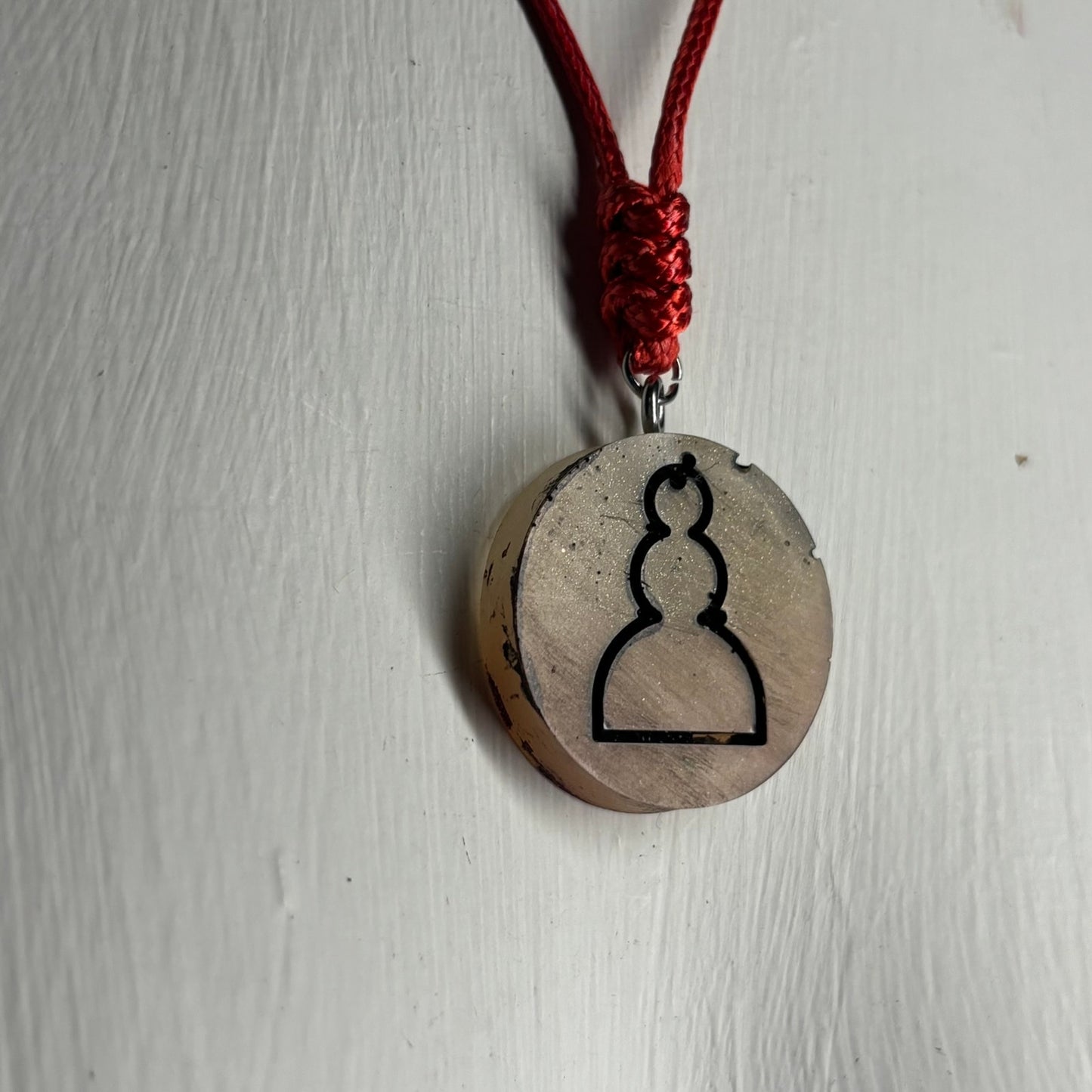 Cream Ash Pawn - Handmade Resin Chess Necklace
