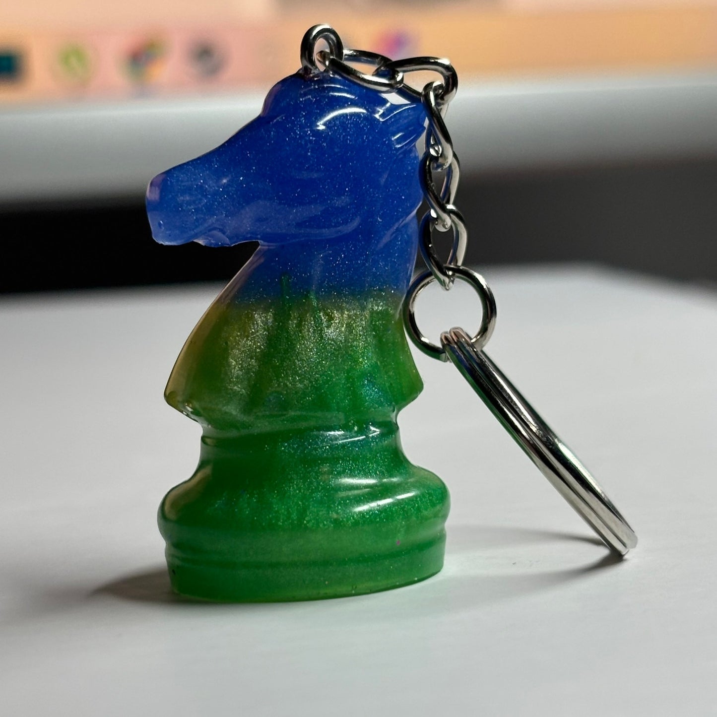 Blue Green Knight - Handmade Resin Keychain