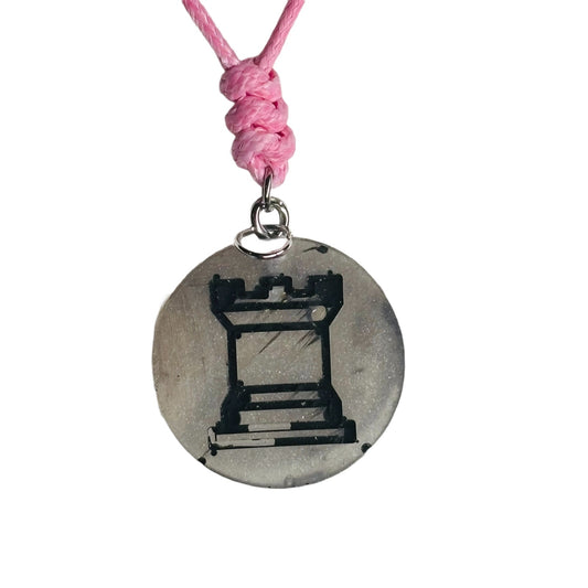 Silver Rook - Handmade Resin Chess Necklace