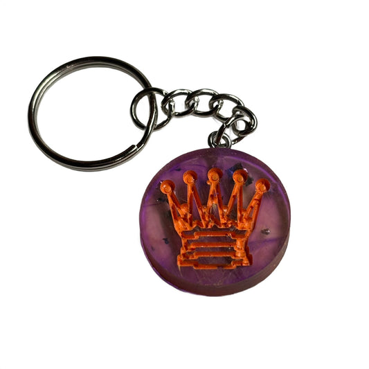 Orange Purple Translucent Handmade Resin Keychain - Flat Edition