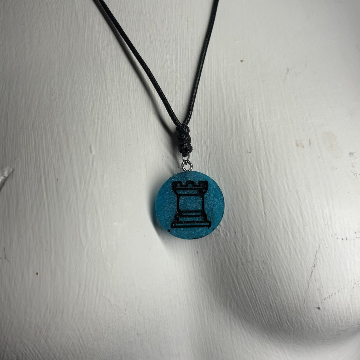 Blue Rook - Handmade Resin Chess Necklace