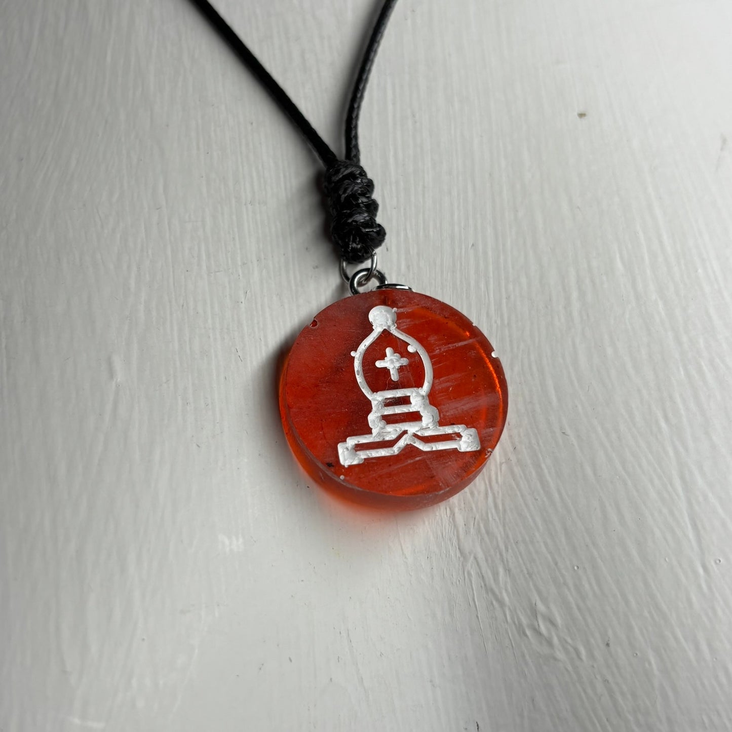 Cherry Red Bishop - Handmade Resin Chess Necklace