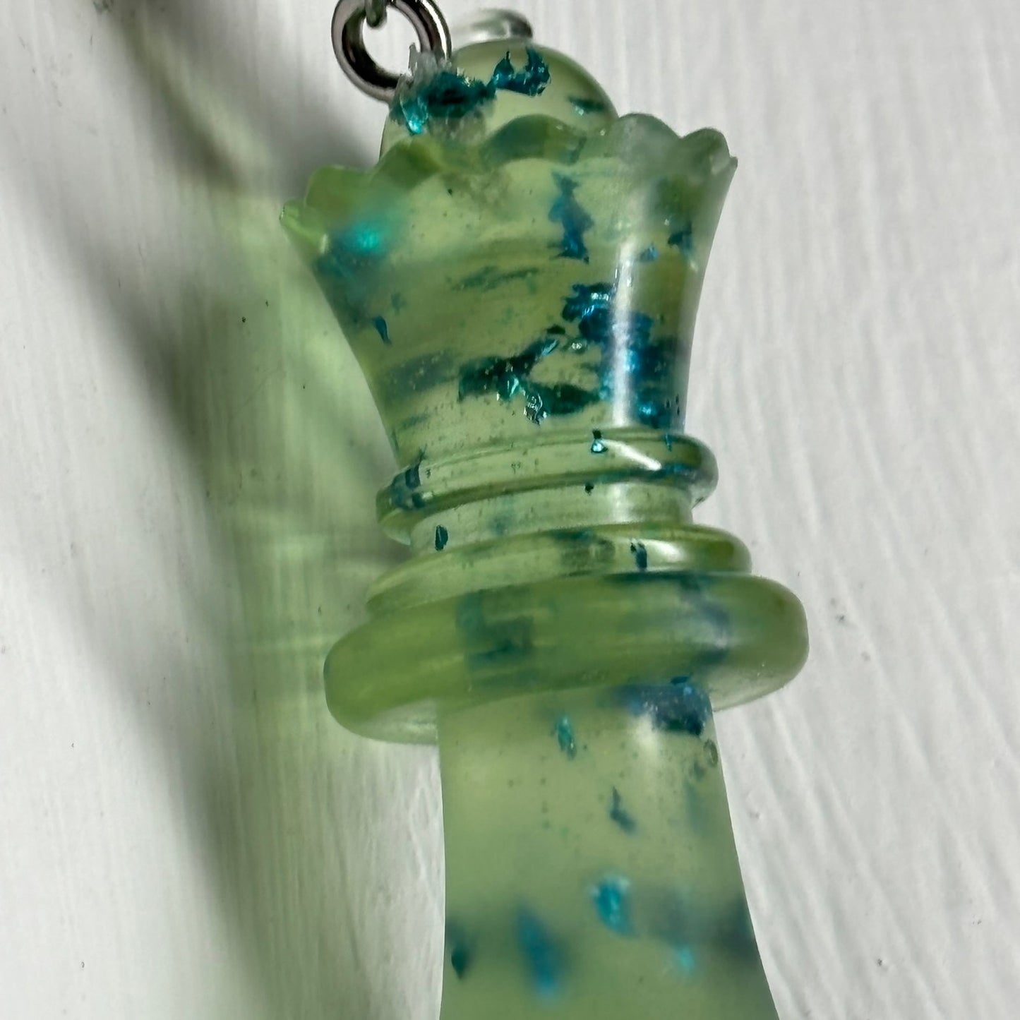 Green Crystal Queen - Handmade Resin Chess Necklace