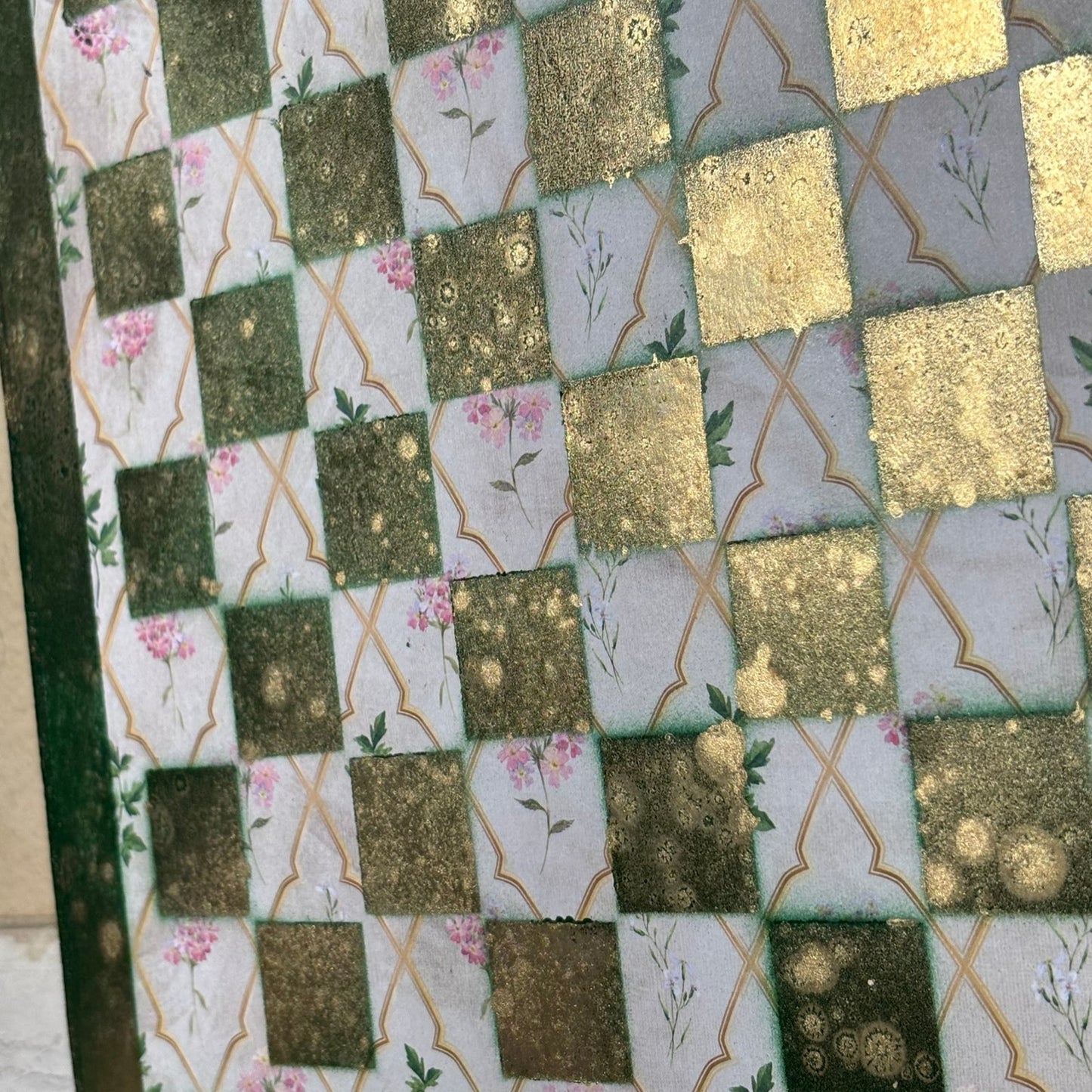 Vintage Golden Green - Scrapbook Chess Board