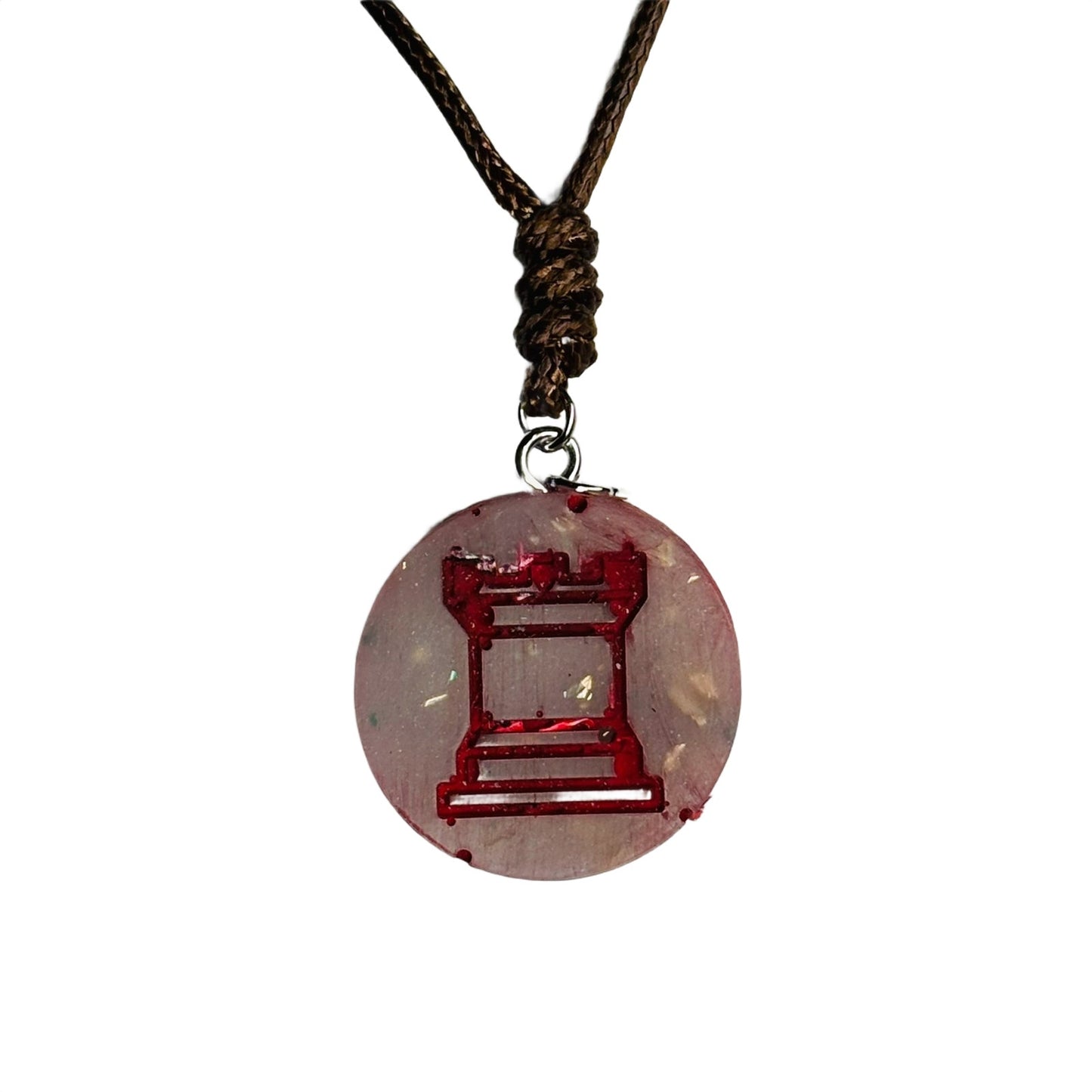 Crystal Red Rook - Handmade Resin Chess Necklace