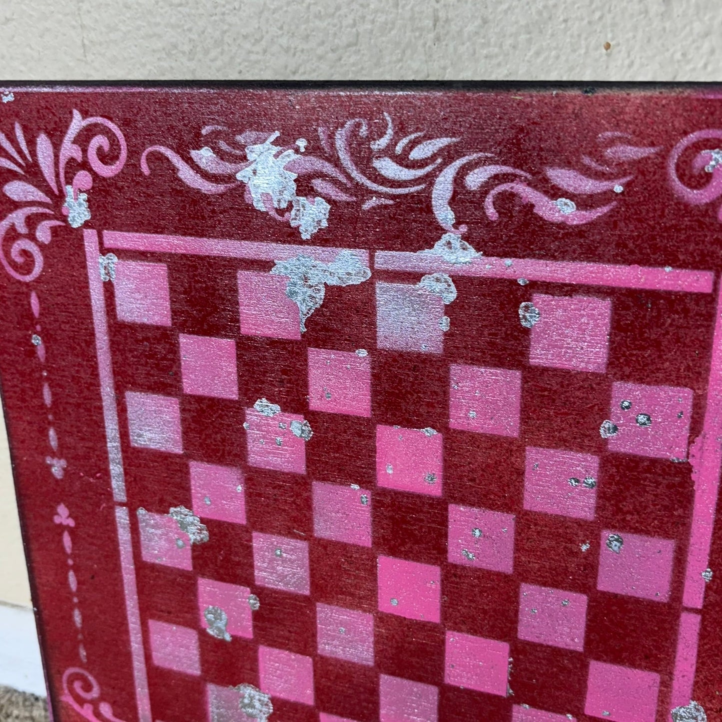 Pink & Red - Painted Chess Board