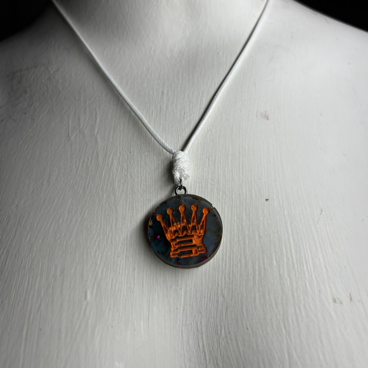 Classic Orange King - Handmade Resin Chess Necklace