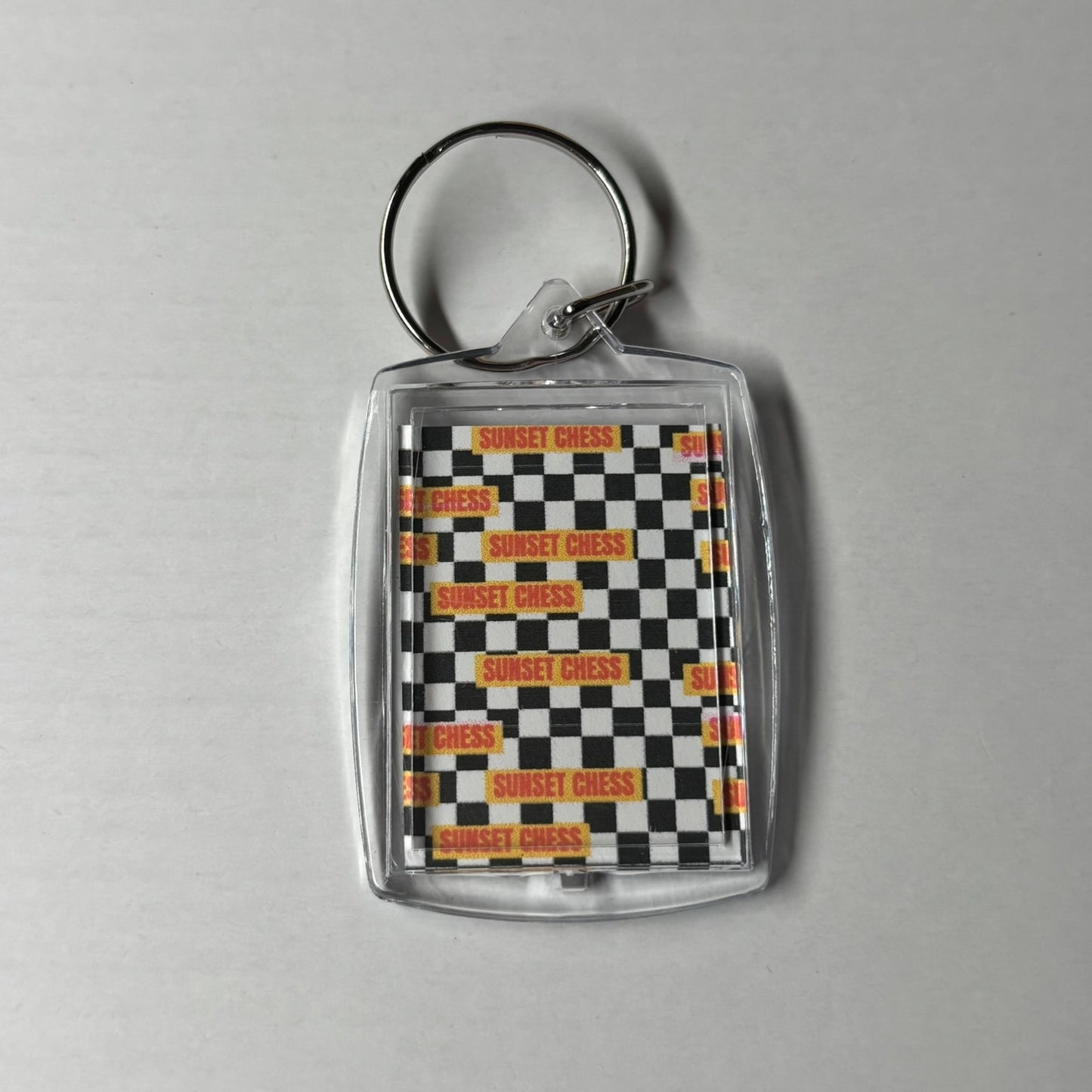 Asian Woman Plays Chess - Sunset Chess Photo Keychain