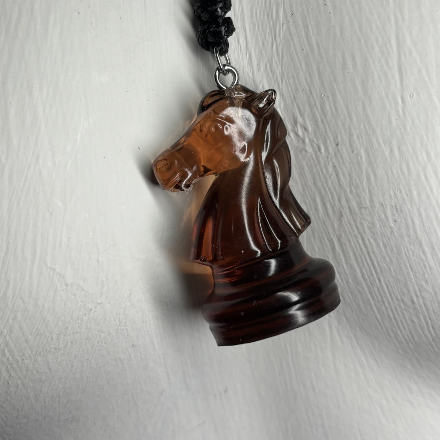Coffee Brown Knight - Handmade Resin Chess Necklace