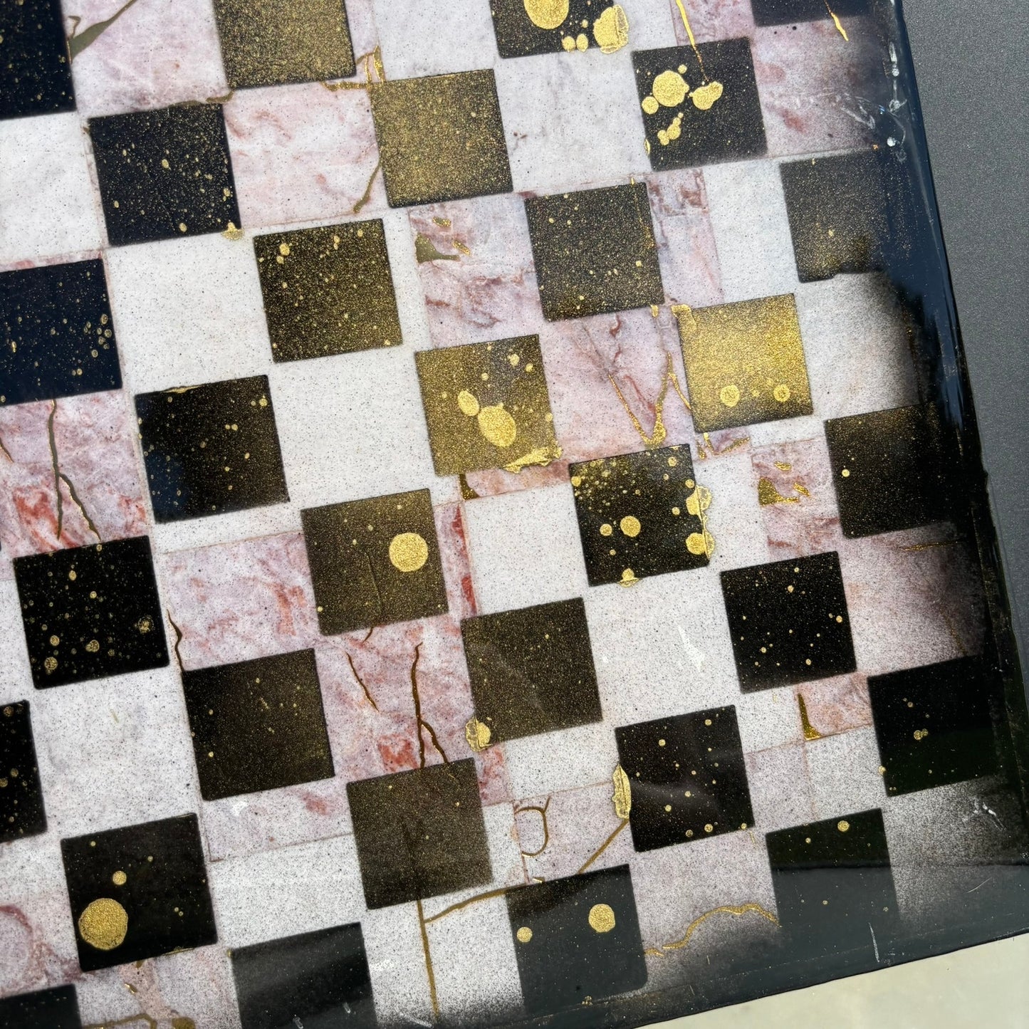 Pink Marble - Resin Coated Chess Board