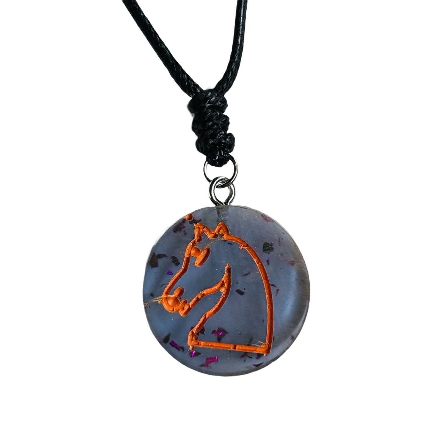 Cool Blue Knight - Handmade Resin Chess Necklace