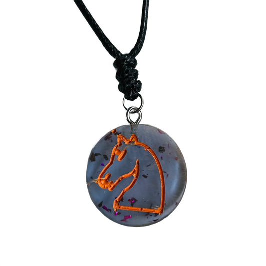 Cool Blue Knight - Handmade Resin Chess Necklace