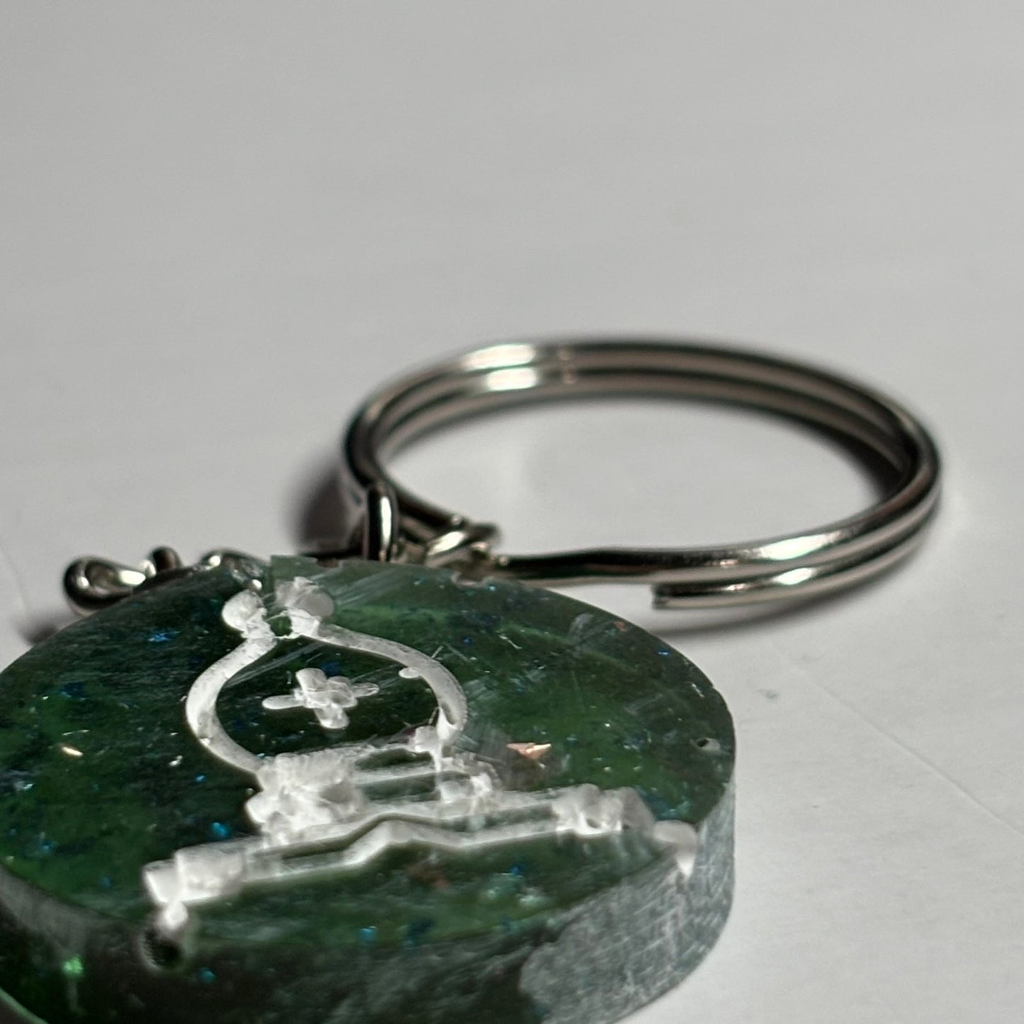 Emerald Green Bishop Handmade Resin Keychain - Flat Edition