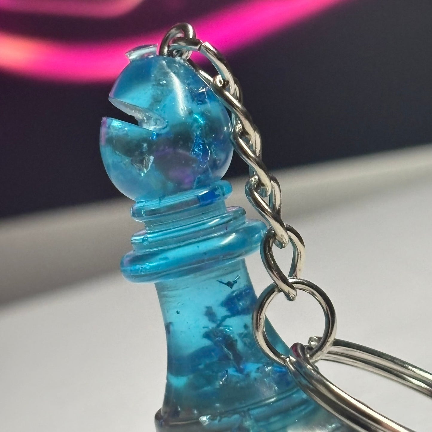 Blue Crystal Bishop - Handmade Resin Keychain