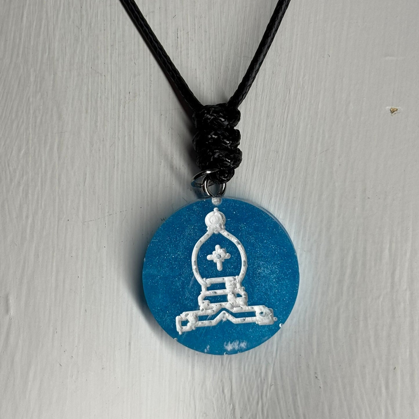 Blue Bishop - Handmade Resin Chess Necklace