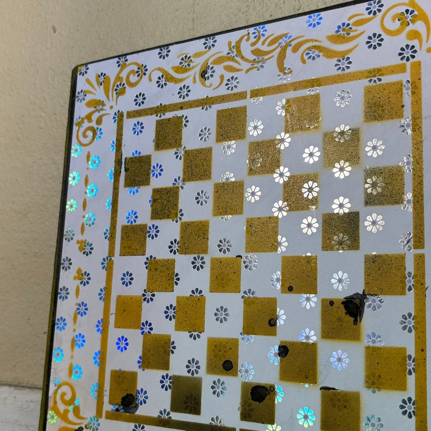 Yellow Chrome Flowers - Scrapbook Chess Board