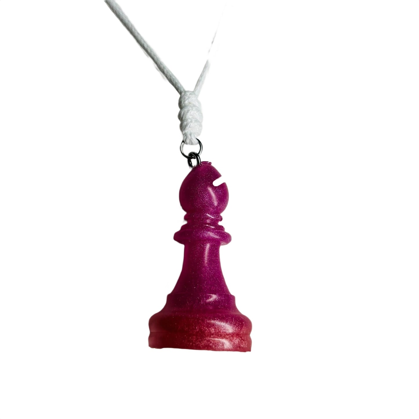 Pink Bishop - Handmade Resin Chess Necklace