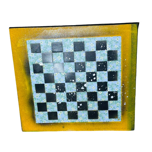 Pretty Flower Yellow Border - Large Scrapbook Chess Board