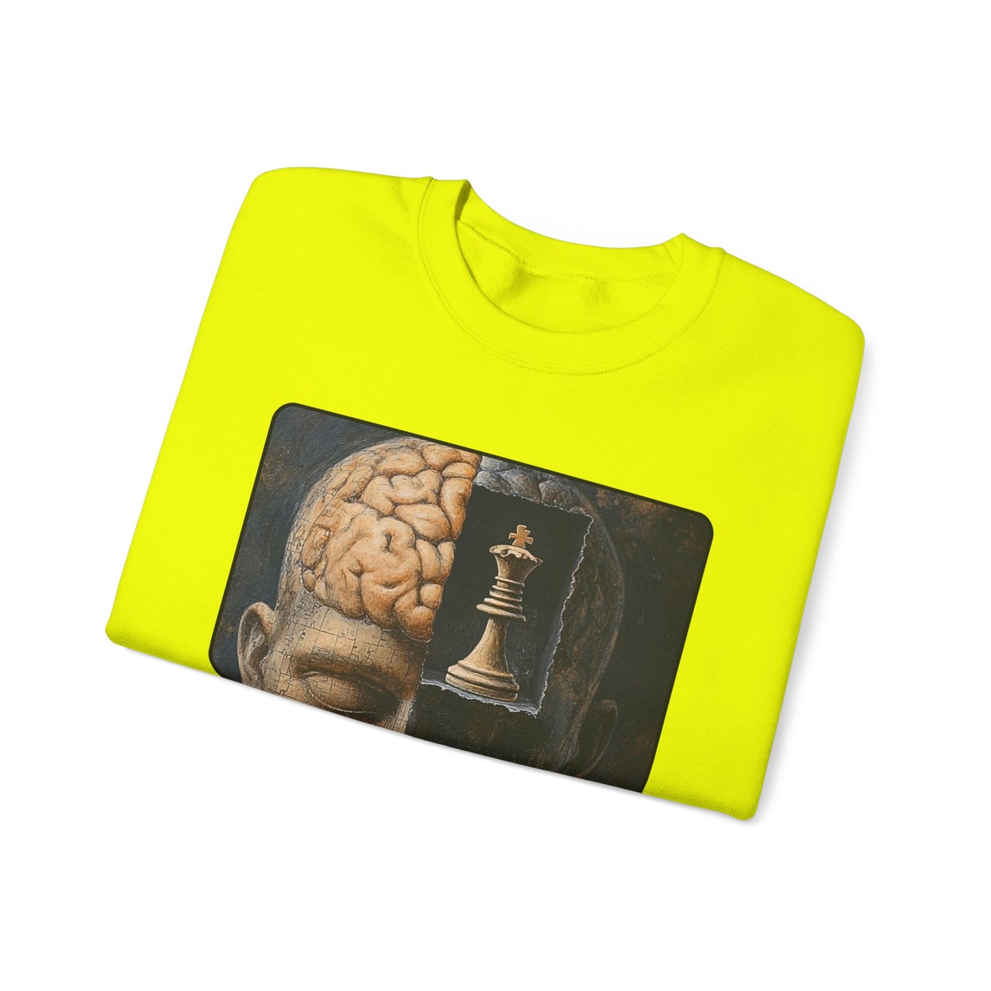 It's All In The Mind - Neon Green Chess Crewneck Sweater