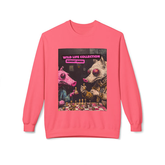 Strategic Pigs & Chess - Pink Crewneck Sweater