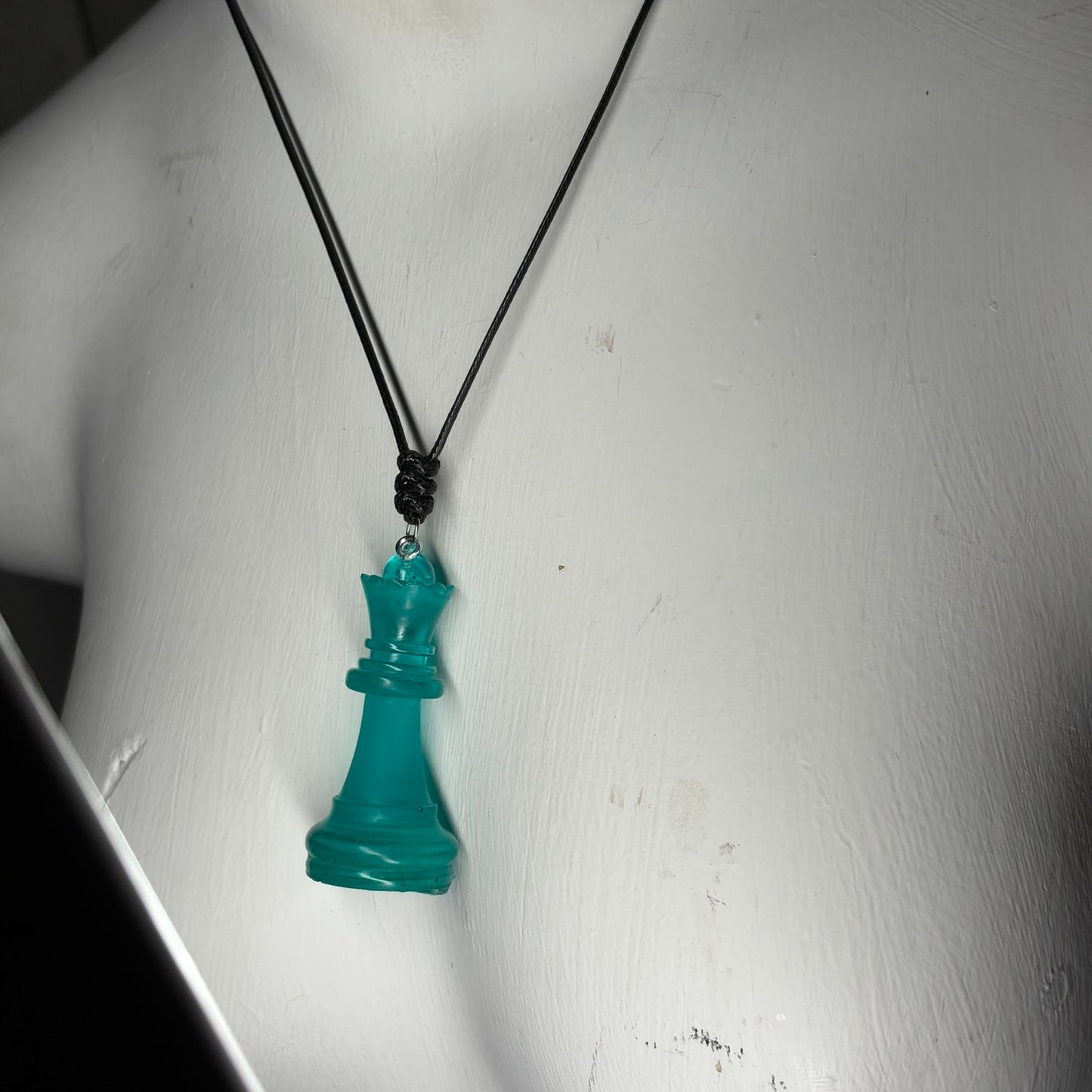 Aqua Green Queen - Handmade Resin Chess Necklace