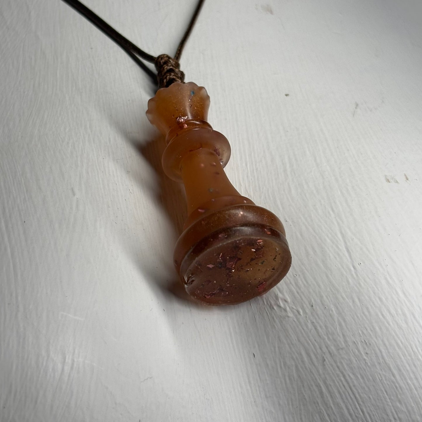 Vintage Orange Queen - Handmade Resin Chess Necklace