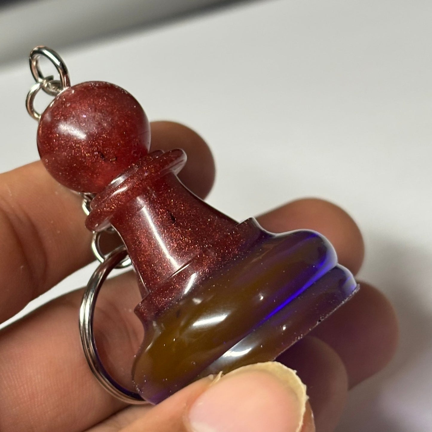 Swirl Violet Pawn - Handmade Resin Keychain - Large Edition