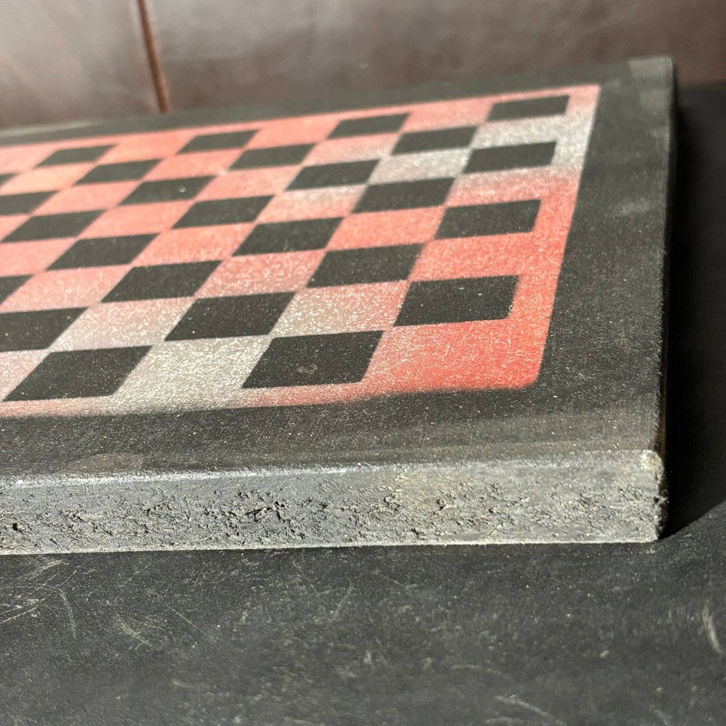 Powdered Red - Painted Chess Board