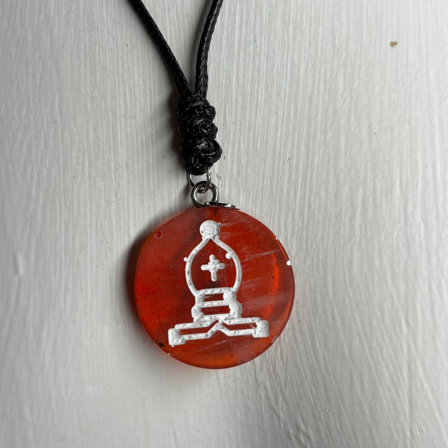 Cherry Red Bishop - Handmade Resin Chess Necklace