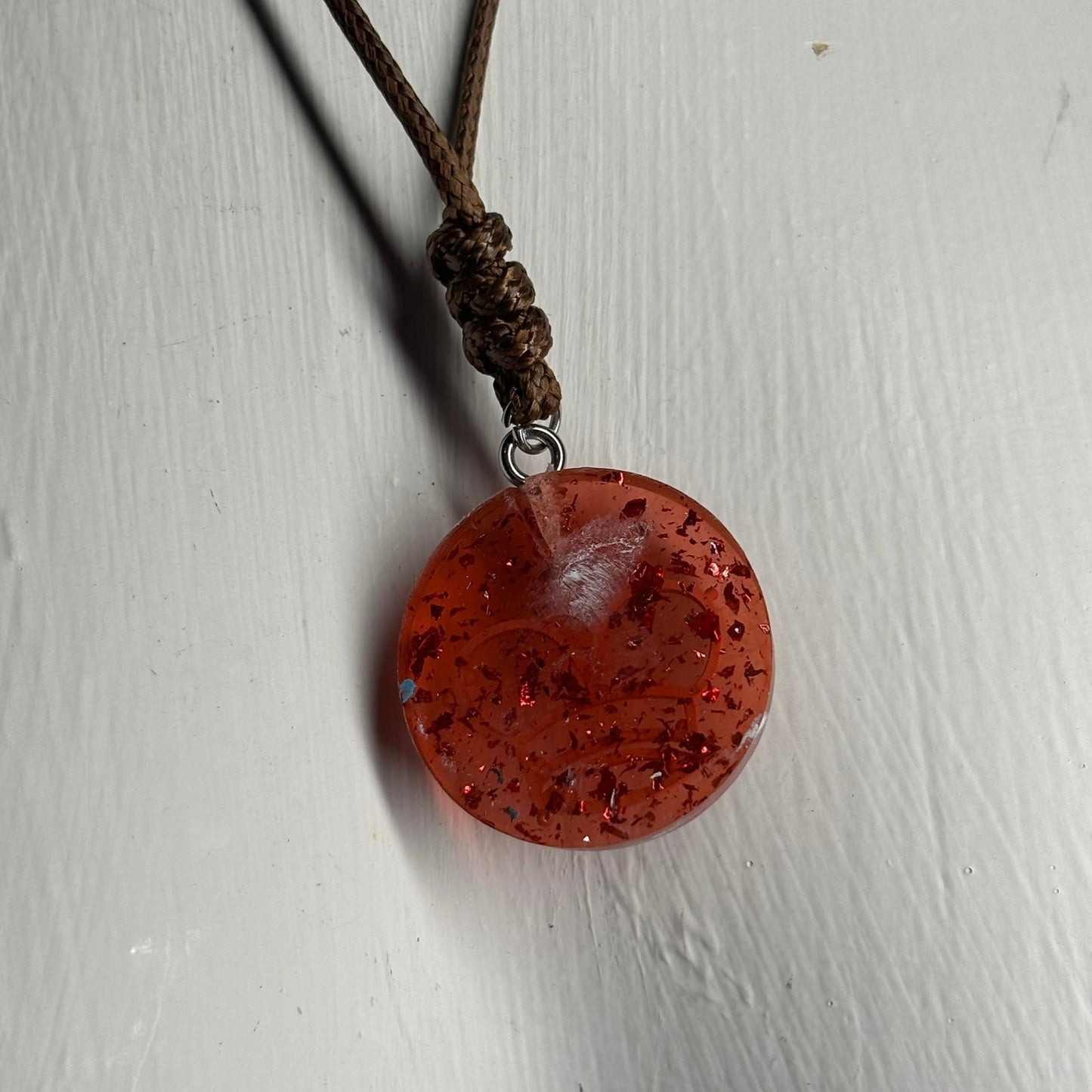 Flakey red King - Handmade Resin Chess Necklace