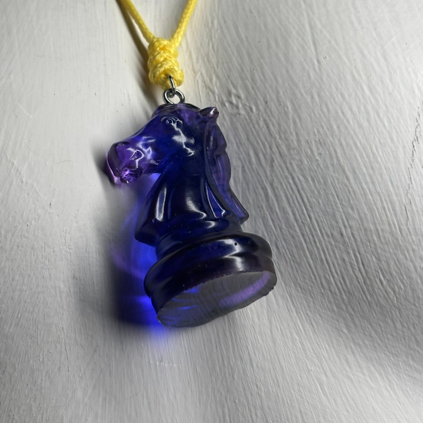 Translucent Purple Knight - Handmade Resin Chess Necklace