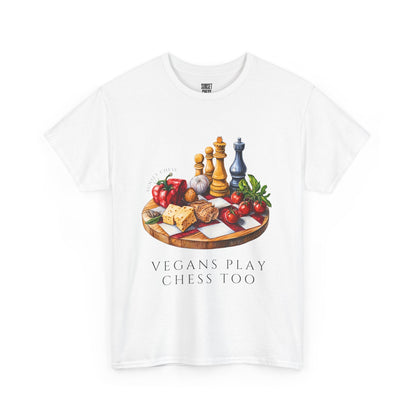 Vegan Chess - White Tee - Unisex Heavy Cotton Tee