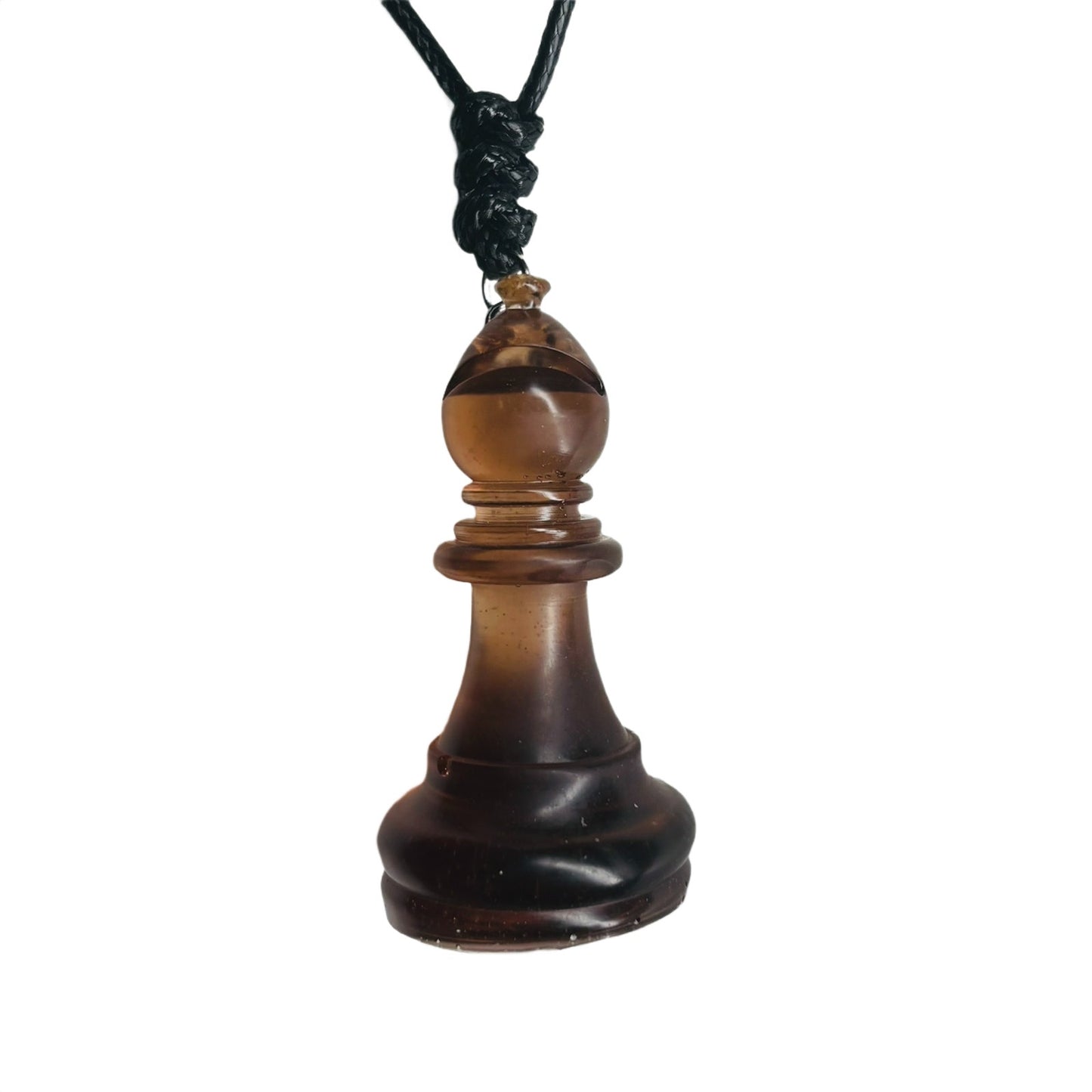Coffee Brown Bishop - Handmade Resin Chess Necklace