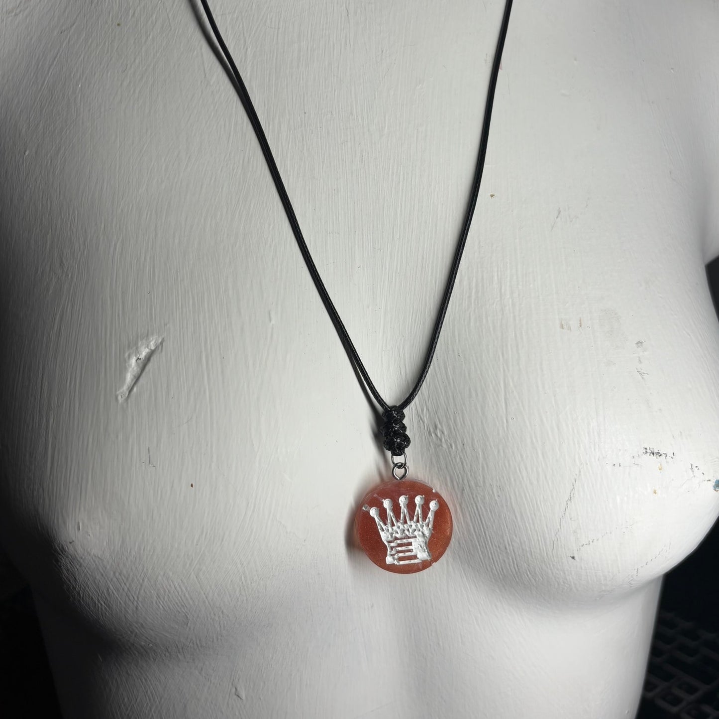 Darker Red Queen - Handmade Resin Chess Necklace
