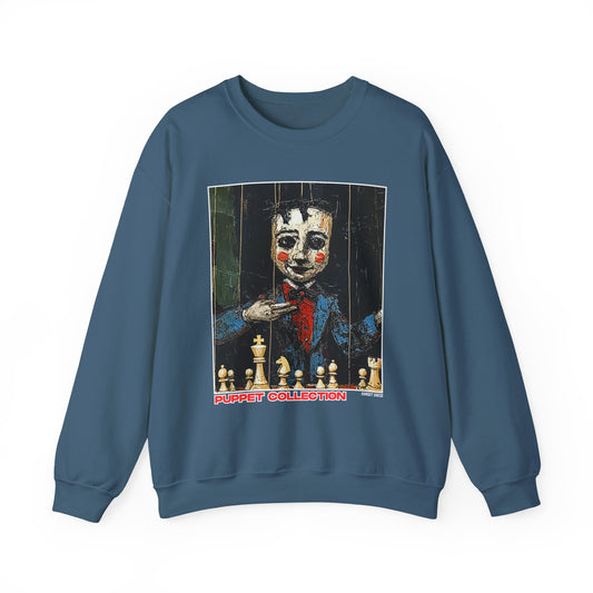 The Puppet Prince - Blue Jean Colored Chess Crewneck Sweater